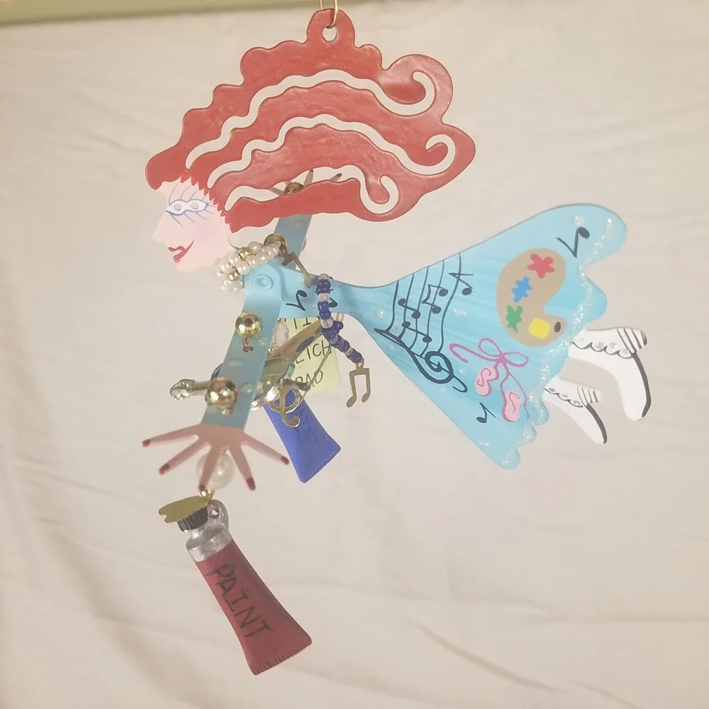 Karen Rossi Silvestri vntg Fanciful Flights Ornament new Whimsical Art Muse 3D